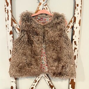 T.J.Maxx Kids Faux Fur Vest with Floral Lining